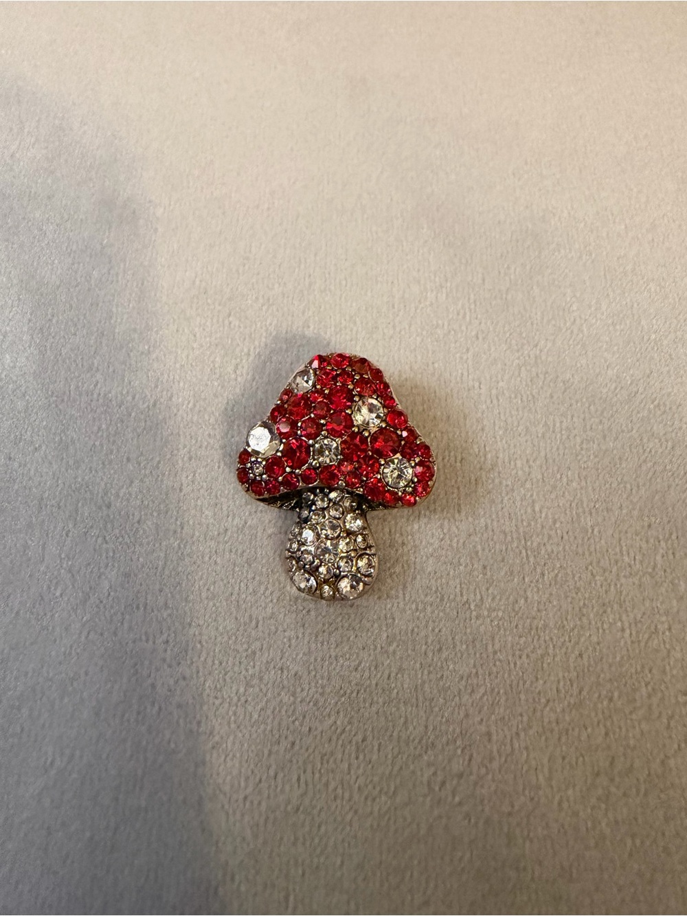 Red Crystal Mushroom Brooch Pin